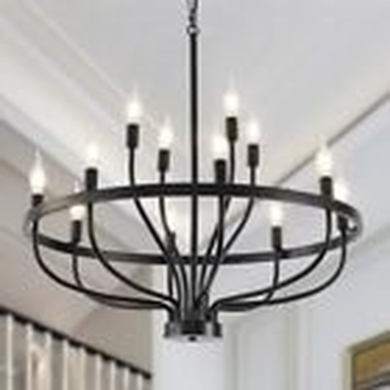 Farmhouse Chandeliers for Dining Room Light Fixtures 12 Light, 12-Light Black