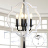 White Farmhouse Chandelier for Dining Room,4 Light White Wood Chandelier Fixture